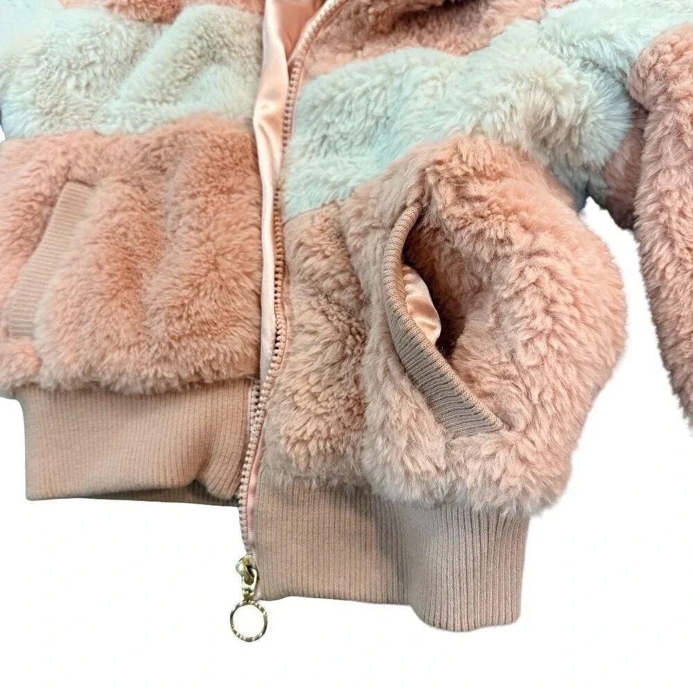 Urban Republic Girls Faux Fur Bomber Jacket Pink Medium 5/6